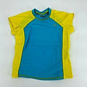 OP Youth Girls Swim Shirt Rash Guard Stretch Blue Green Sz 6-6X